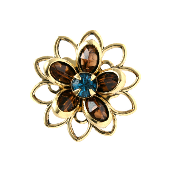 162006 4120 Pq 12 Swarovski Filigrees fleur Doré Indicolite-Smoked Topaz