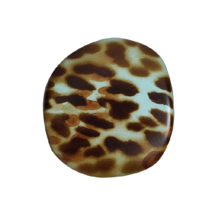 Perle ovale plate Résine 40mm Imitation Léopard Turquoise