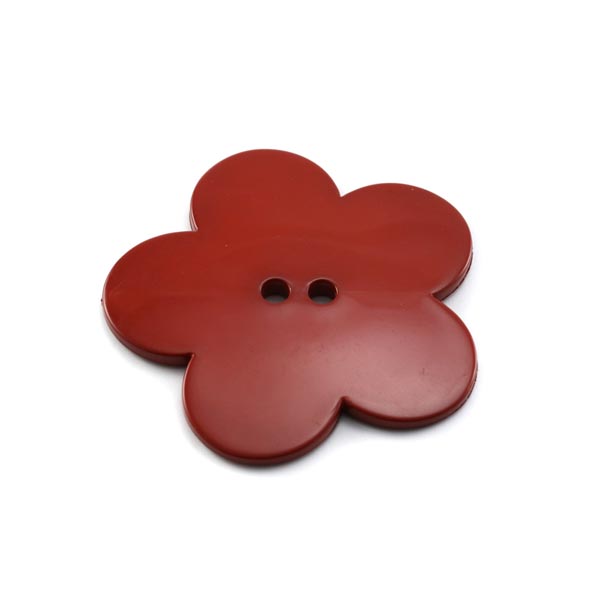 Fleur Big Pop résine 38mm 2 trous Bordeaux