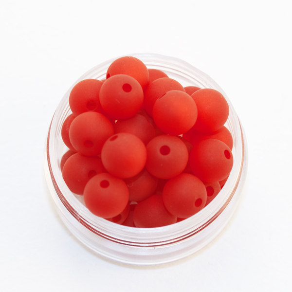 Perle ronde résine Polaris mat 10mm Rouge Feu