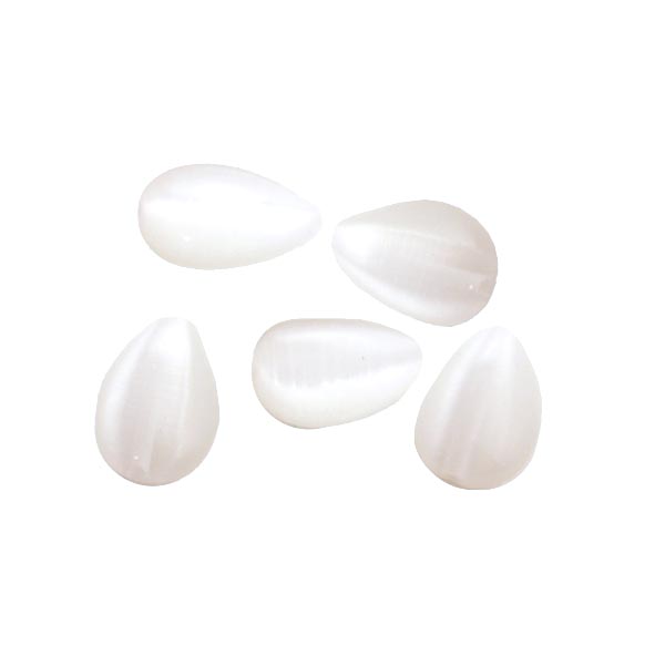 Fil poire plate oeil de chat 8x12mm Blanc = +/- 32p