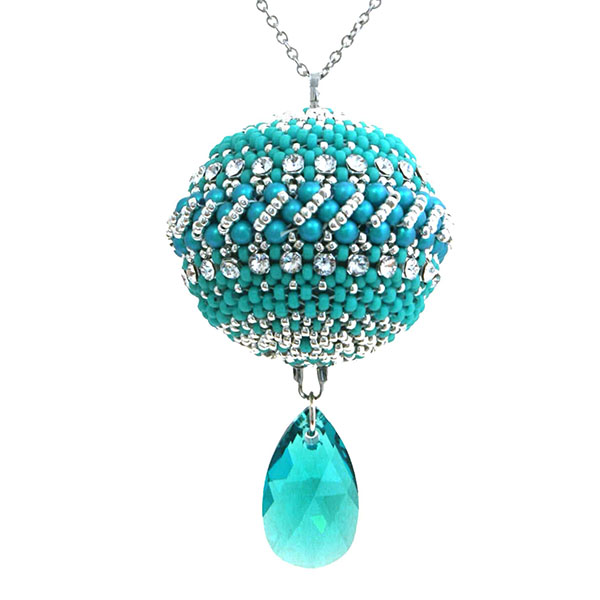 Kit Pendentif Boule Majestic Swarovski/Miyuki Crystal Turquoise
