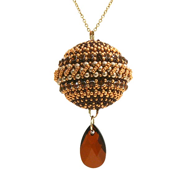 Kit Pendentif Boule Majestic Swarovski/Miyuki Cuivre Brun