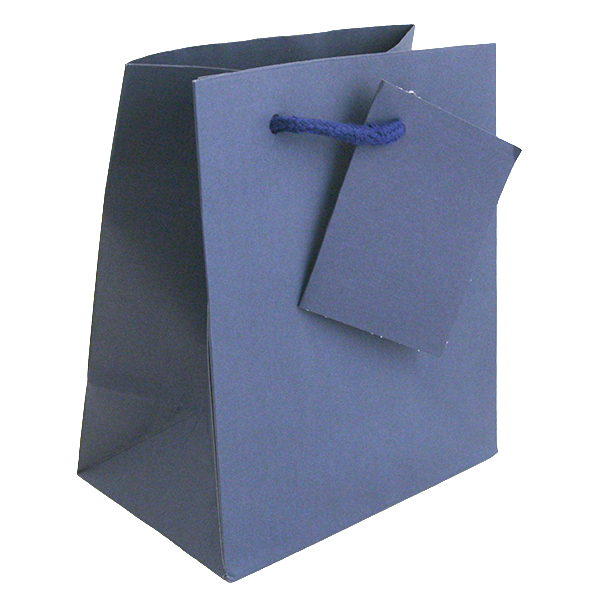 Sac papier Kraft Natura bags 150 g/m² poignées en coton 13x8x15cm Bleu